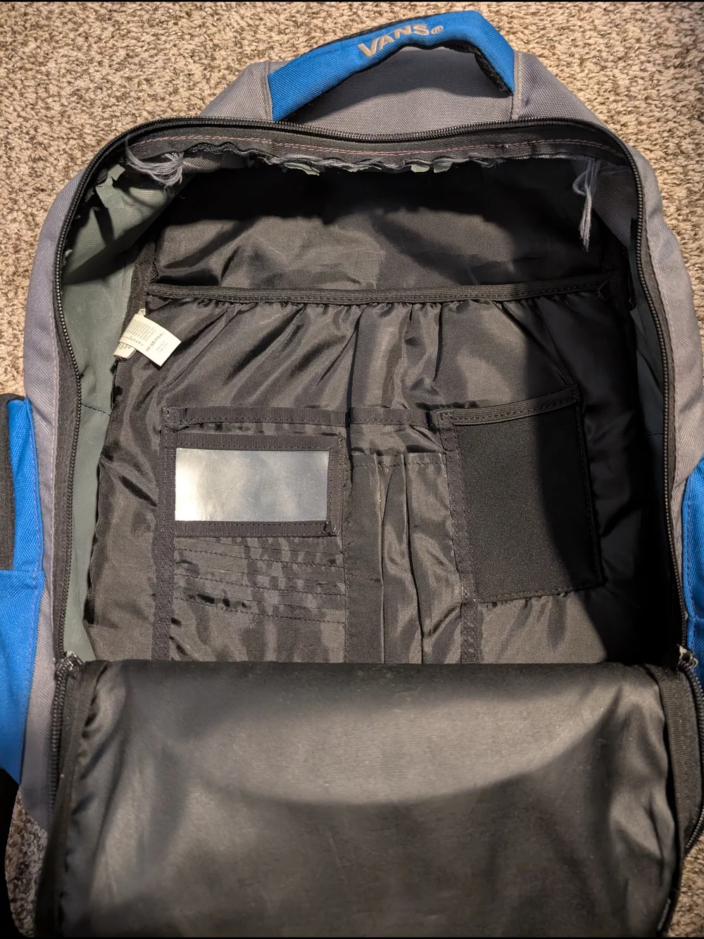 Vans Blue and Gray 'Off The Wall' Logo Backpack